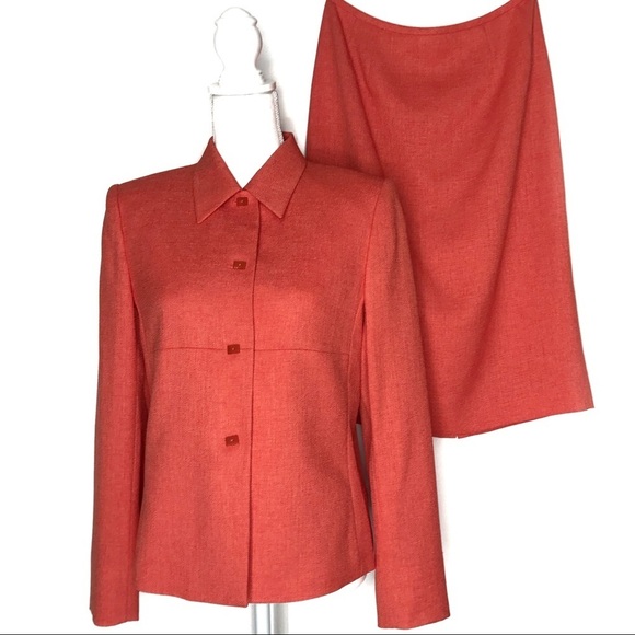 Kasper A.S.L Skirt Set Lined Career Blazer Suit‎ Square Buttons Beautiful Set - Picture 1 of 11